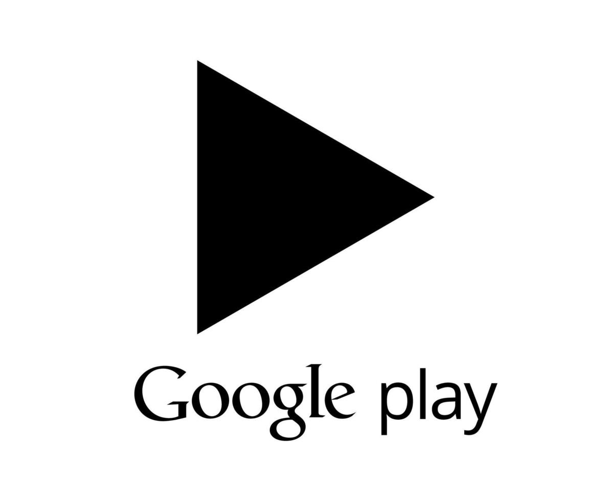 Google Play Logo Symbol With Name Black Design Software Phone Mobile Vector Illustration