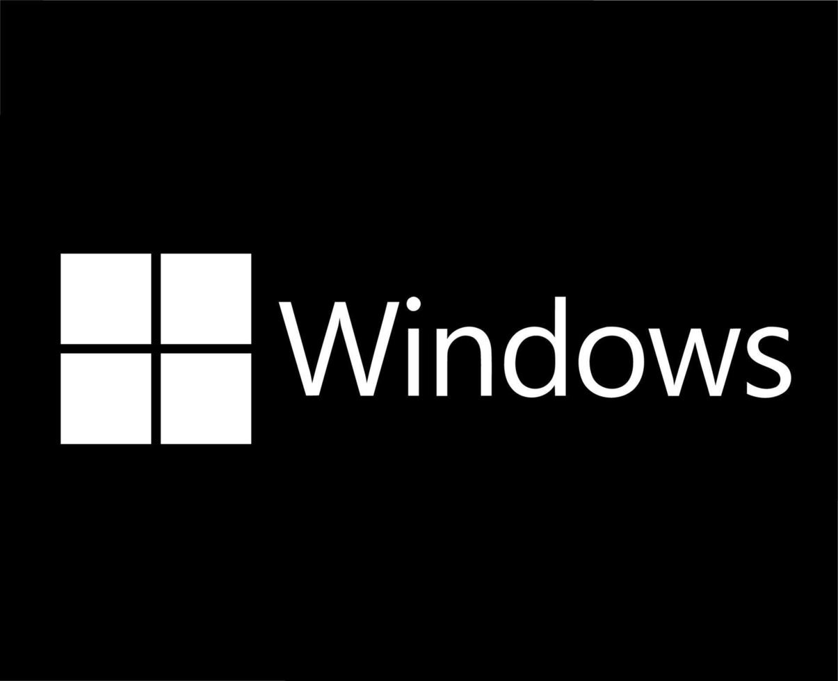 ventanas marca logo símbolo con nombre blanco diseño microsoft software vector ilustración con negro antecedentes