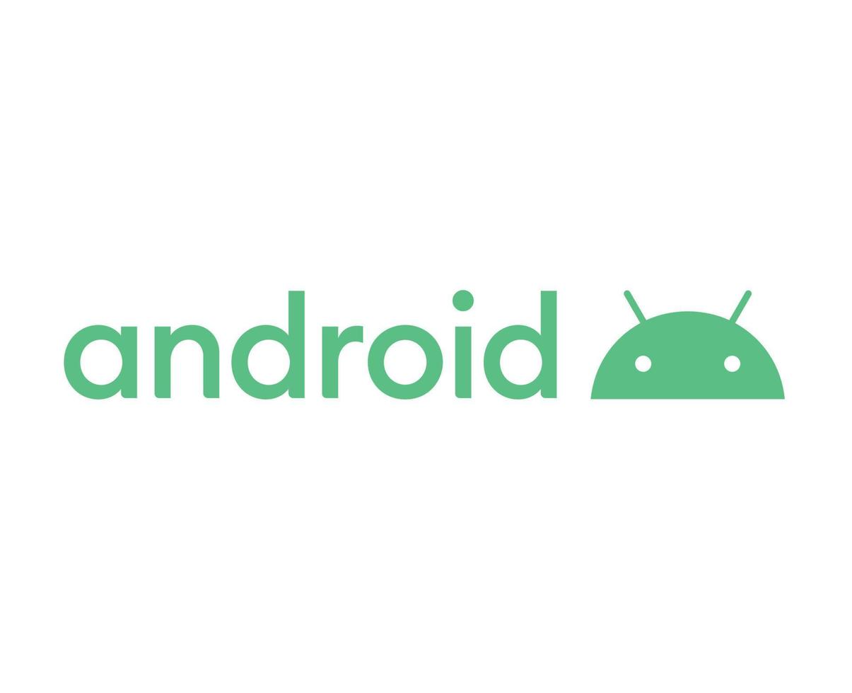 Android Logo Icon Symbol With Name Green Design Operating system Software Phone Vector Illustration