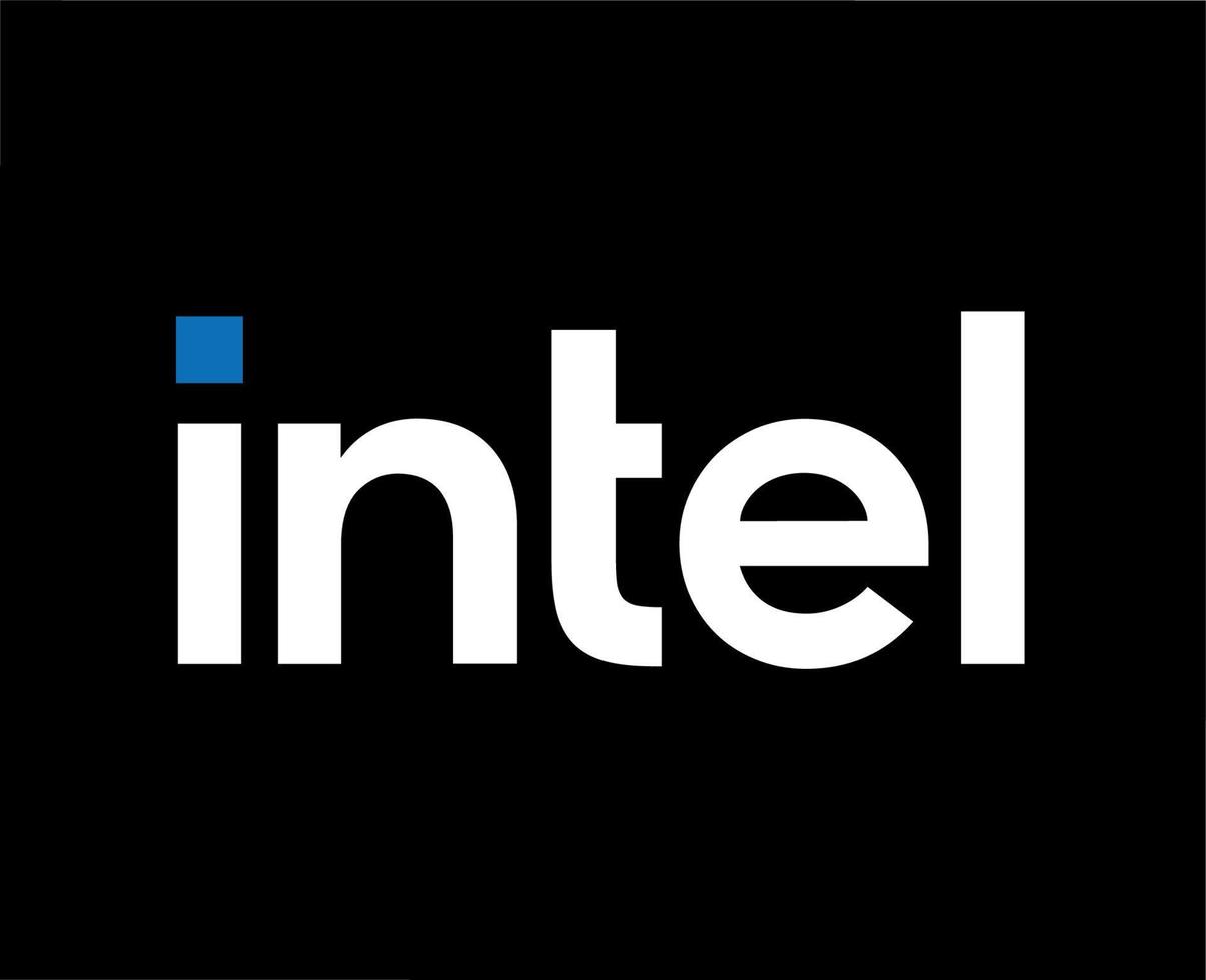 Intel Logo Brand Software Computer Symbol Design Vector Illustration With Black Background