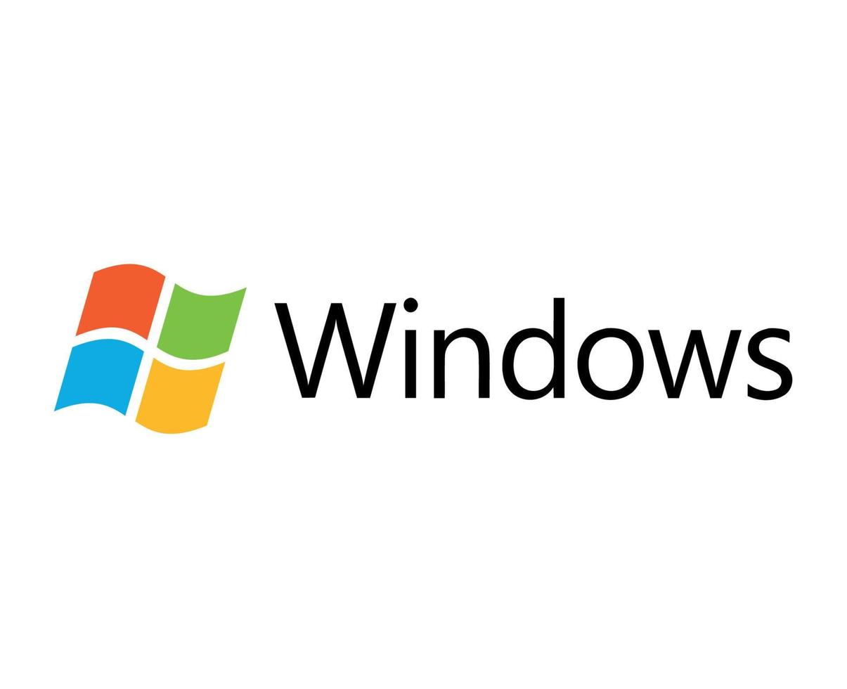 Windows Brand Symbol Logo With Name Design Microsoft Software Vector Illustration