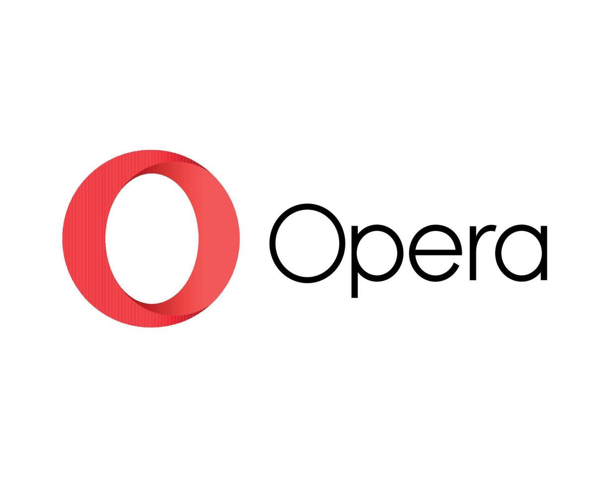Opera Browser Brand Symbol Logo With Name Design Software Vector