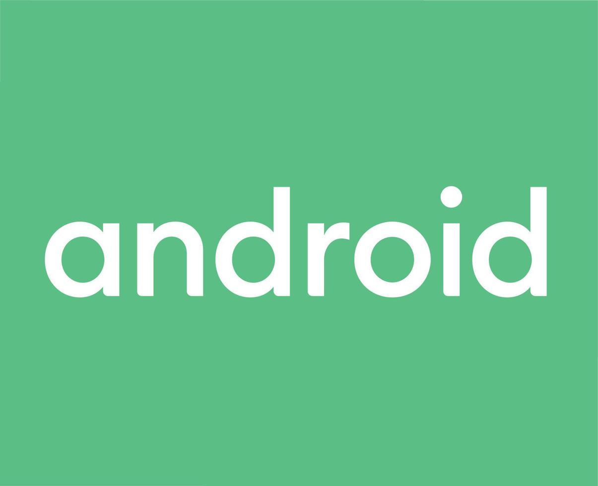 androide operando sistema icono logo símbolo nombre blanco diseño móvil vector ilustración con verde antecedentes