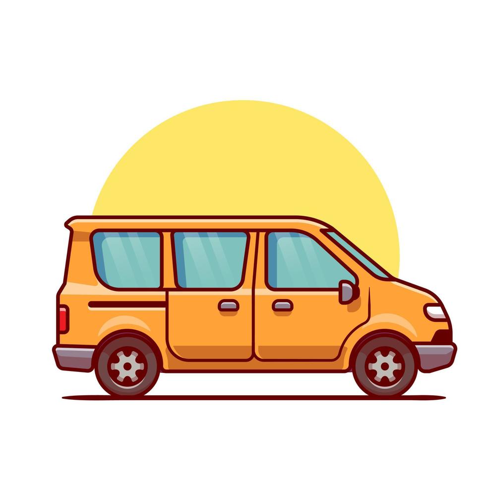 Van Car Cartoon Vector Icon Illustration. Vehicle Transportation Icon Concept Isolated Premium Vector. Flat Cartoon Style
