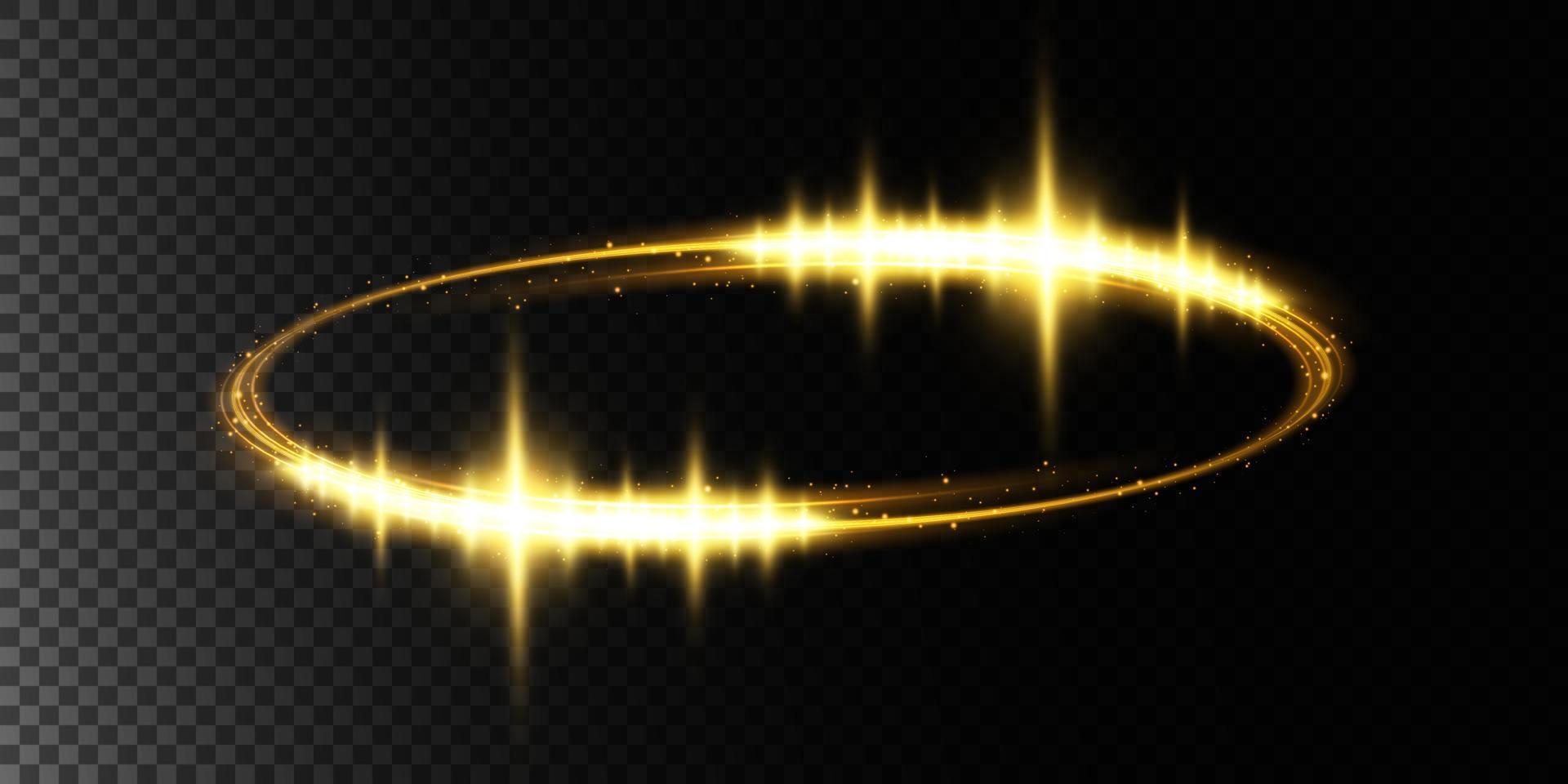 Golden halo angel ring. Isolated on black transparent background