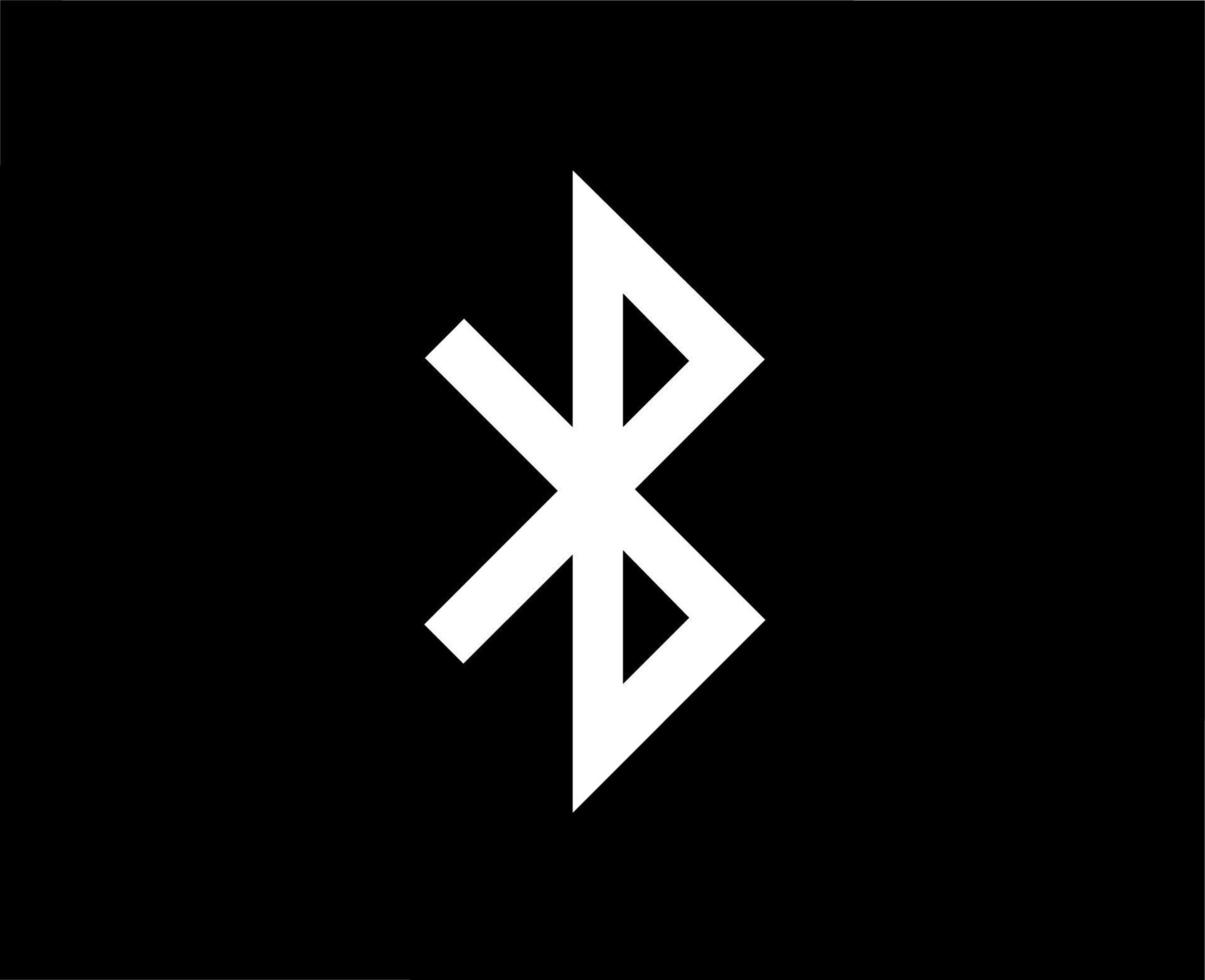 Bluetooth icono logo software teléfono símbolo blanco diseño móvil vector ilustración con negro antecedentes