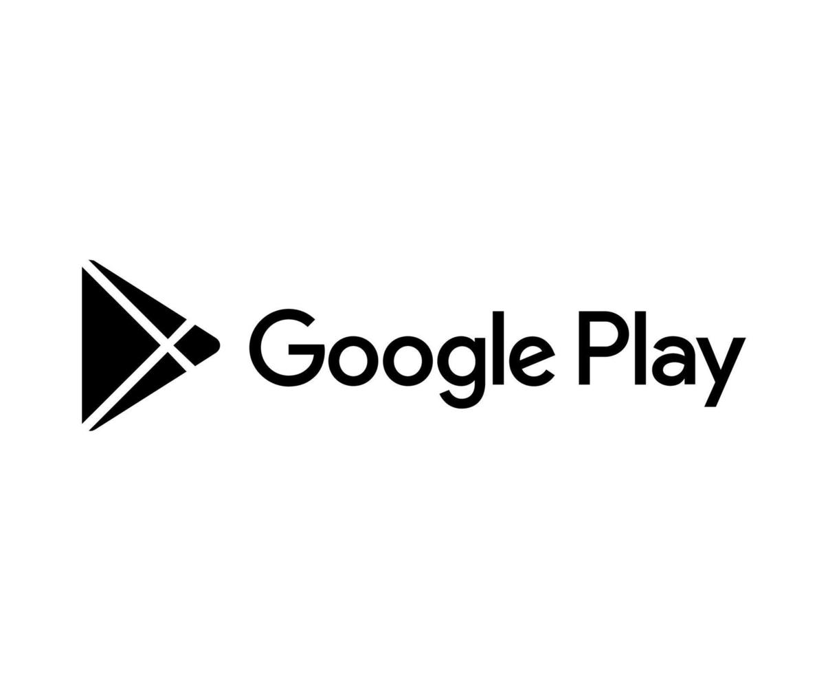 Google Play Brand Logo Symbol With Name Black Design Vector Illustration