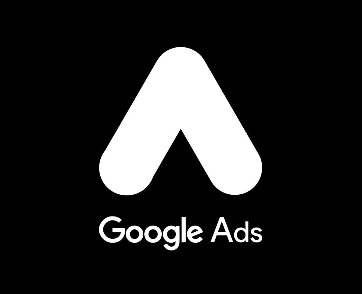 Google Ads Logo Symbol With Name White Design Vector Illustration With Black Background