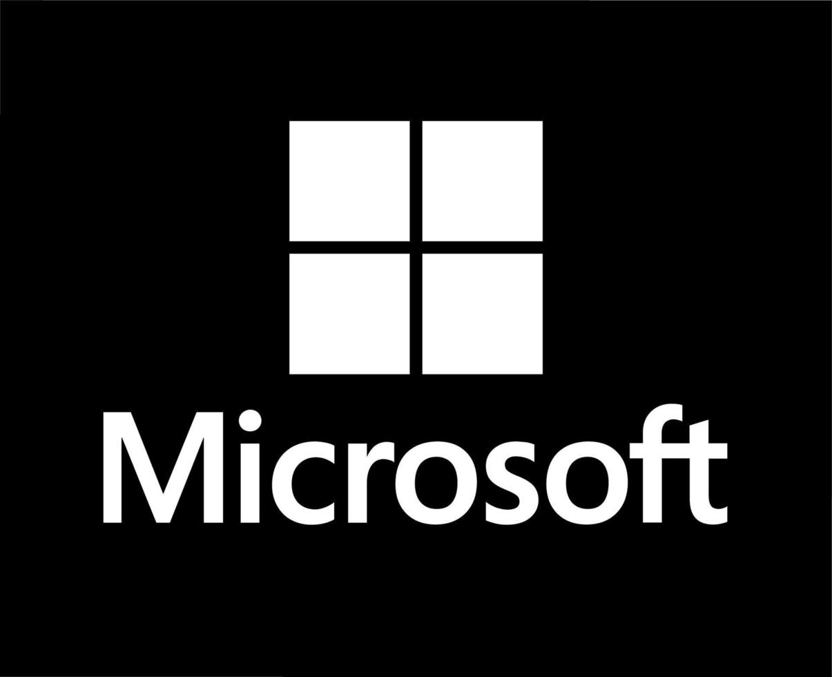 microsoft software marca logo símbolo con nombre blanco diseño vector ilustración con negro antecedentes