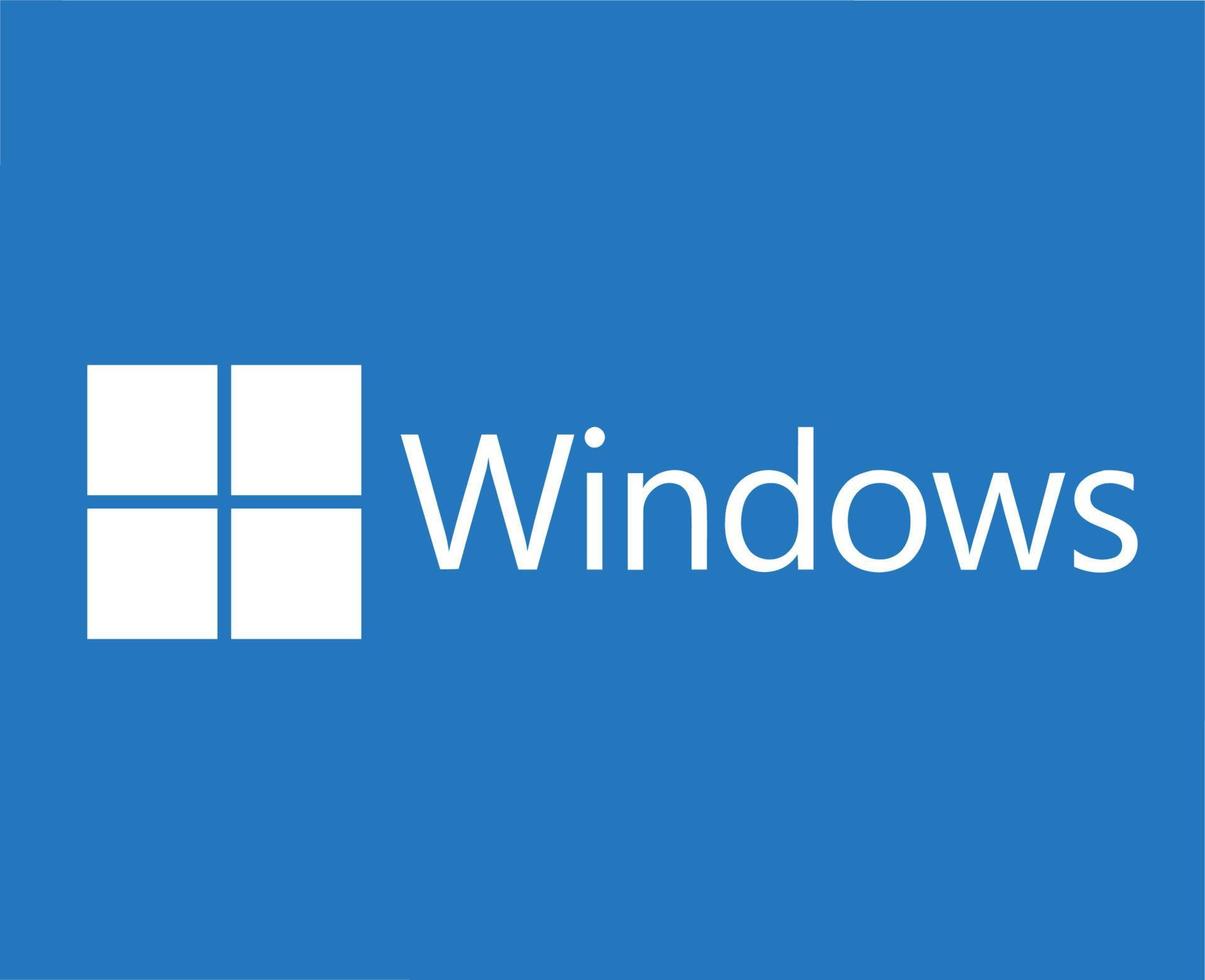ventanas marca logo símbolo con nombre blanco diseño microsoft software vector ilustración con azul antecedentes