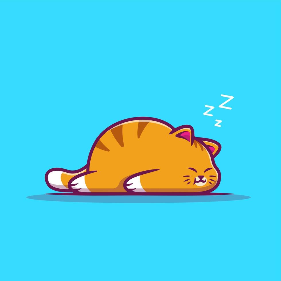 Cute Fat Cat Sleeping Cartoon Vector Icon Illustration. Animal Nature Icon Concept Isolated Premium Vector. Flat Cartoon Style