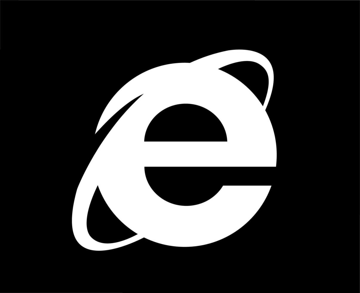 Internet Explorer Browser Logo Brand Symbol White Design Software Illustration Vector With Black Background