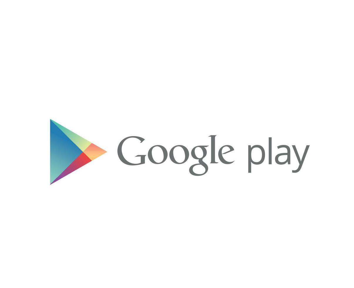 google jugar software móvil símbolo logo con nombre gris diseño vector ilustración