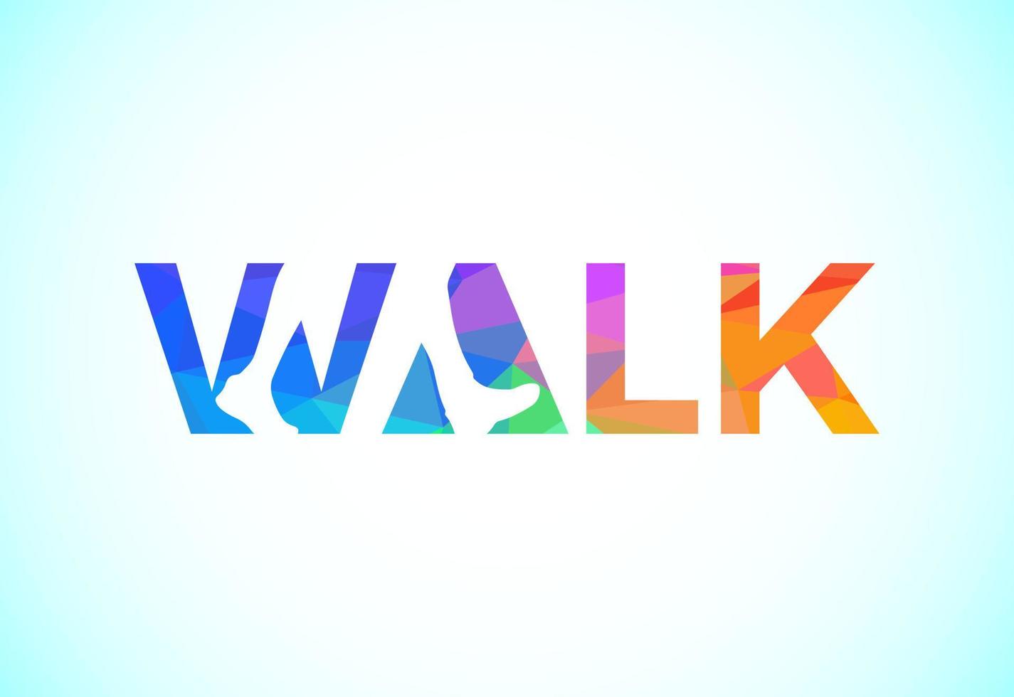 Low poly style walk logo sign symbol, Foot Logo, word mark logo vector