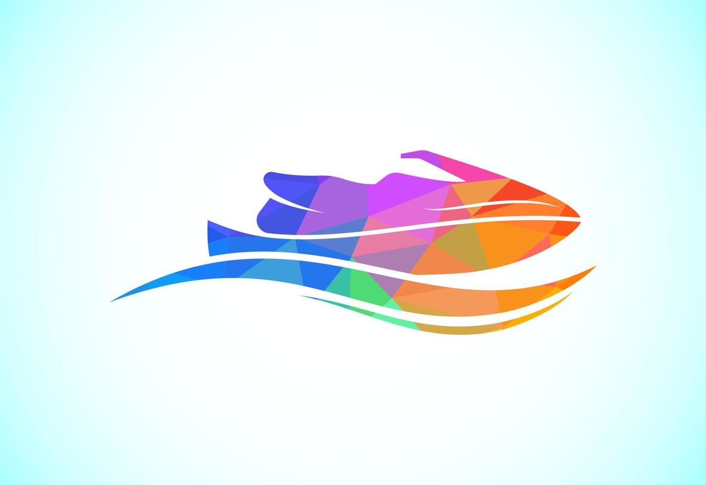 Low poly style seadoo logo, wave logo, ocean logo, Jet ski motor boat, jetski vector logo design template
