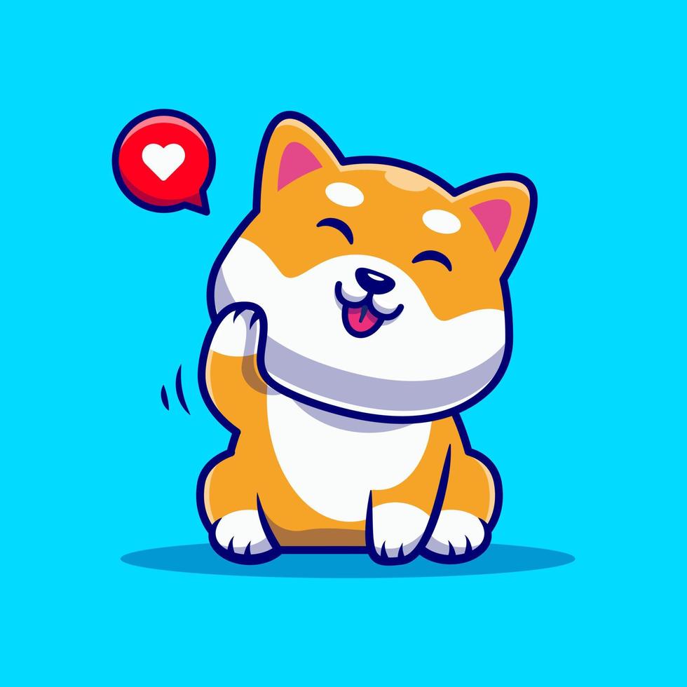 linda shiba inu perro ondulación mano dibujos animados vector icono ilustración. animal naturaleza icono concepto aislado prima vector. plano dibujos animados estilo