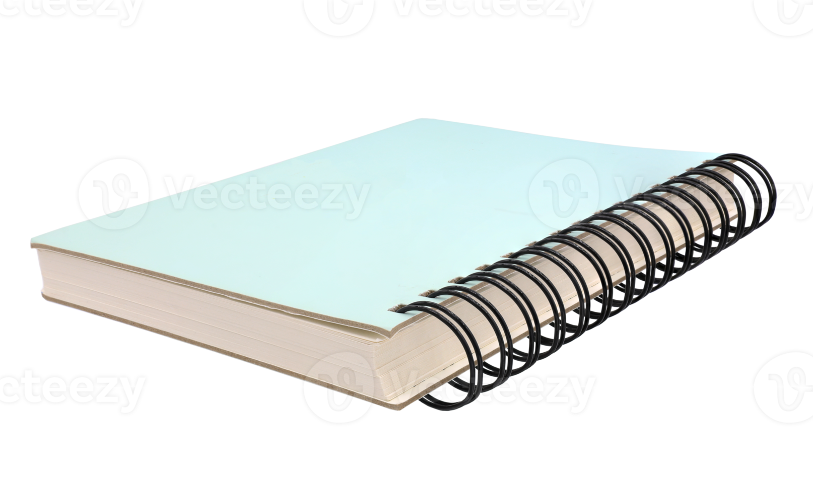 Light green spiral notebook on transparent background png file.