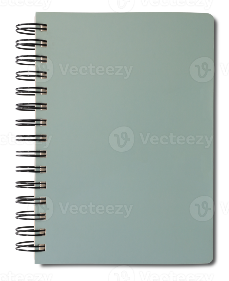 Gray spiral notebook on transparent background png file.