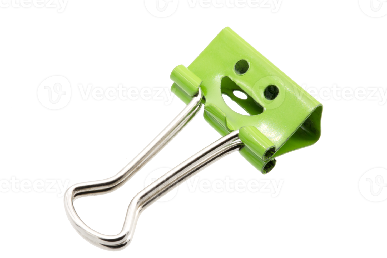 Green binder clip on transparent background png