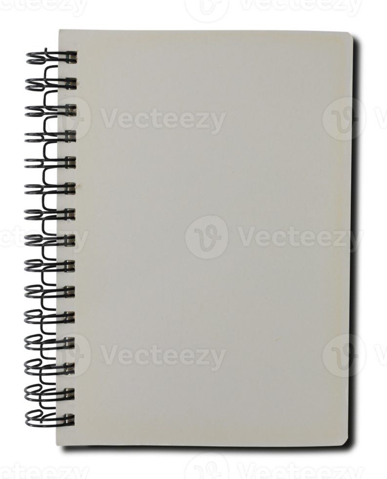 Gray spiral notebook on transparent background png file.