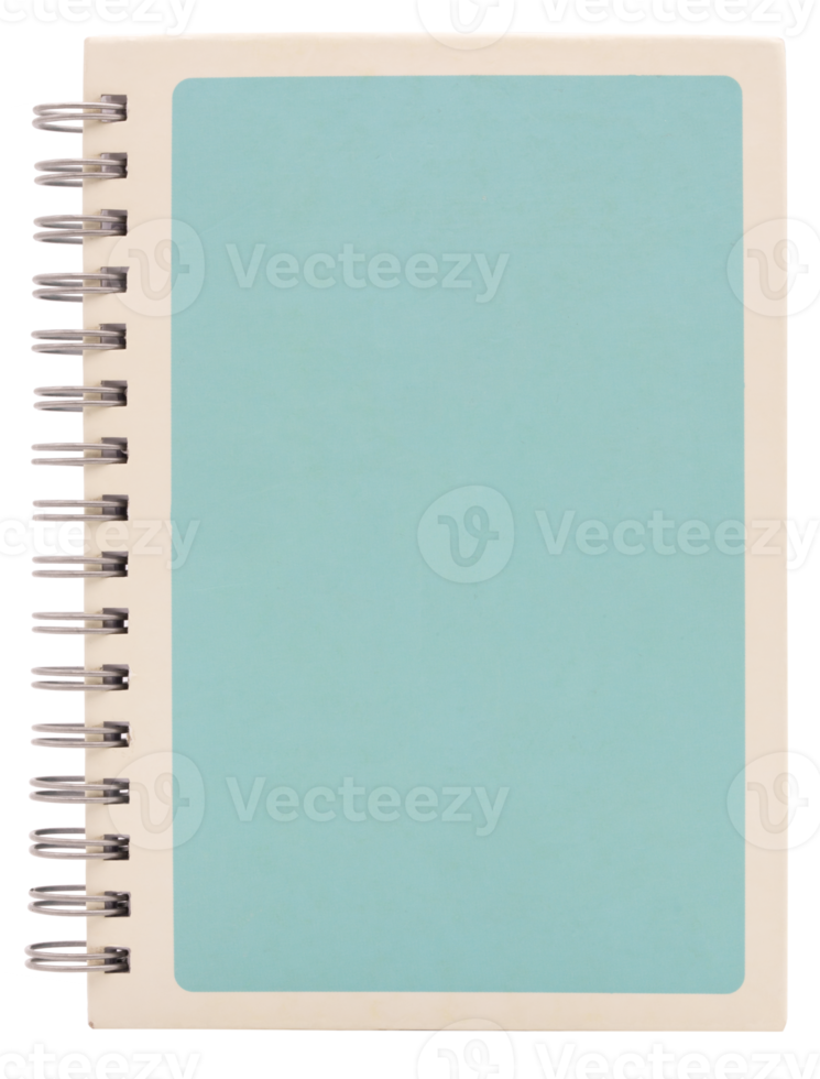 Light green spiral notebook with white edge cover on transparent background - PNG File