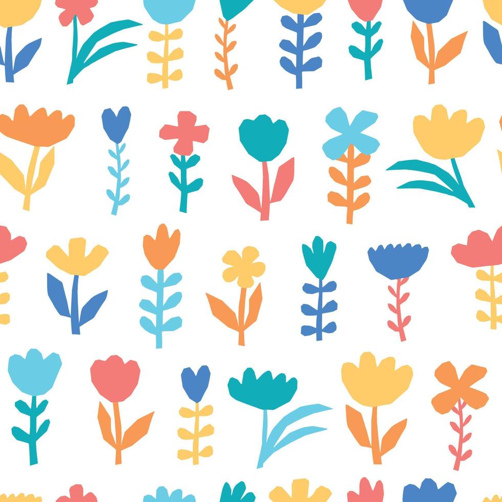 Seamless pattern with abstract floral elements on white background for wallpapers, wrapping paper, scrapbooking, nursery decor, stationary, etc. EPS 10 vector