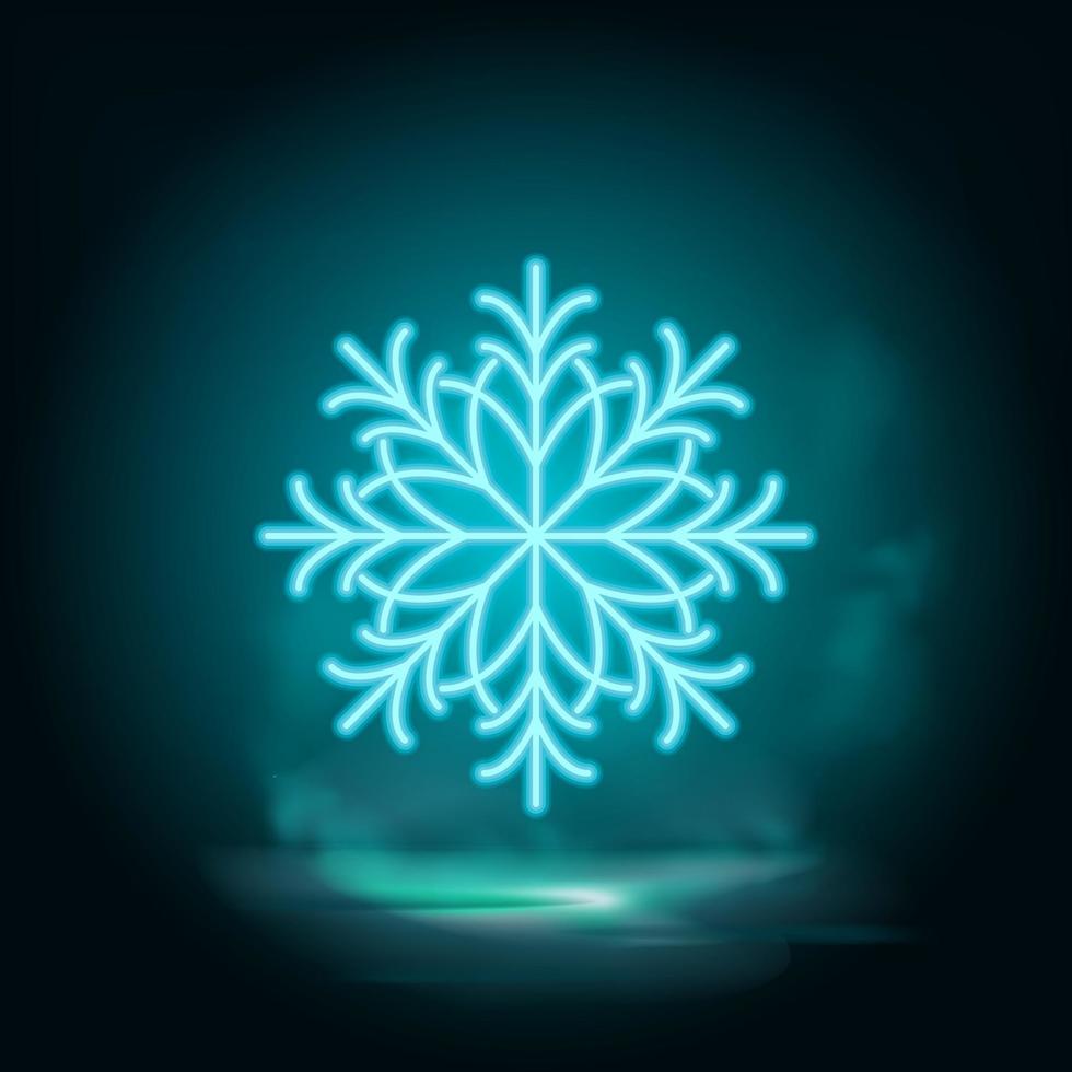 Snowflake neon vector icon. Christmas and winter theme. Simple flat black illustration. Icon on white background