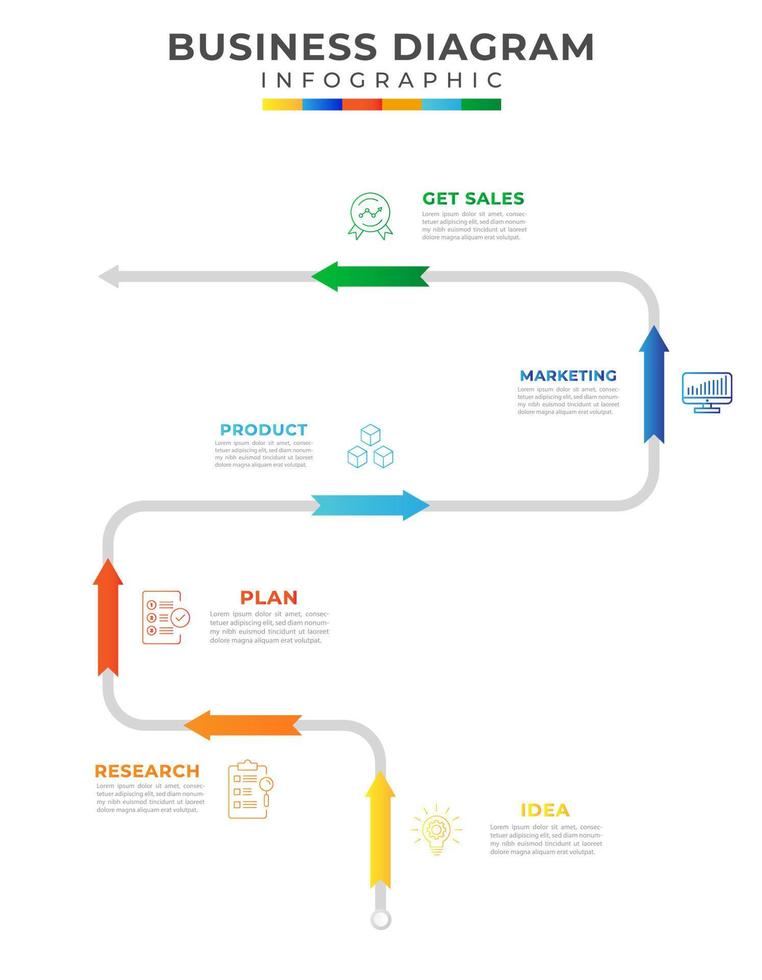 6 6 pasos moderno cronograma diagrama con la carretera viaje concepto y símbolo icono, presentación vector infografía. infografía modelo para negocio.