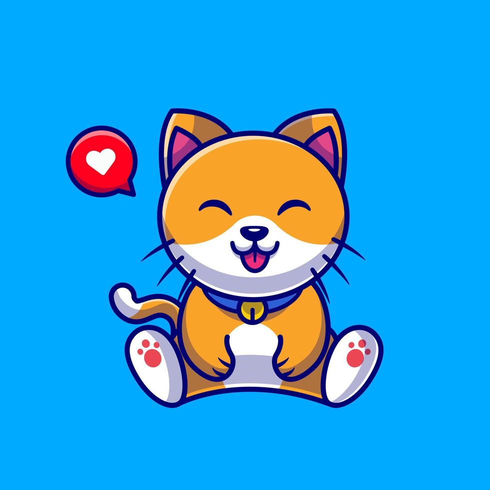 Cute Cat Sitting Cartoon Vector Icon Illustration. Animal Nature Icon Concept Isolated Premium Vector. Flat Cartoon Style