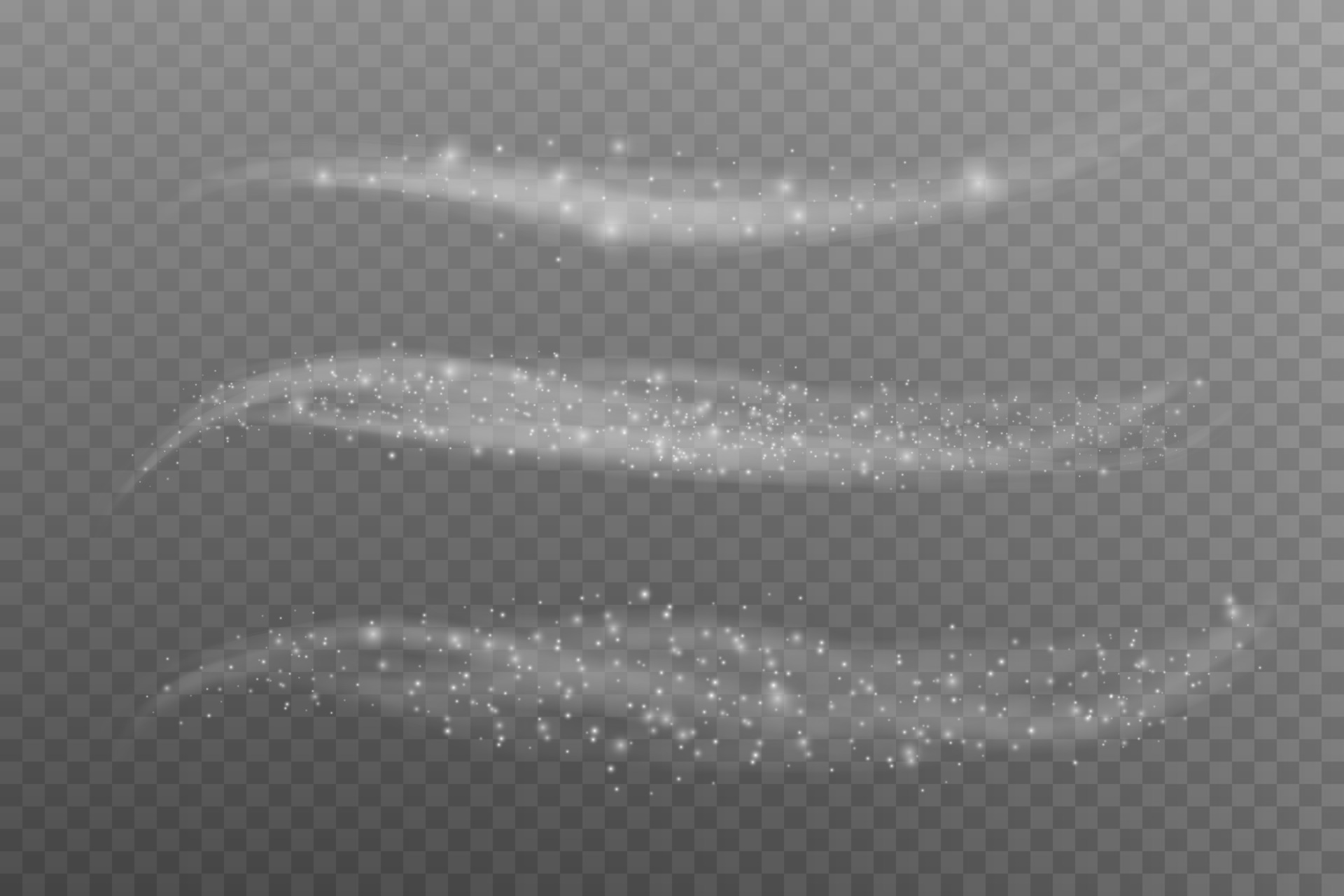 Winter blizzard with sparkles of snow on a transparent background, cold