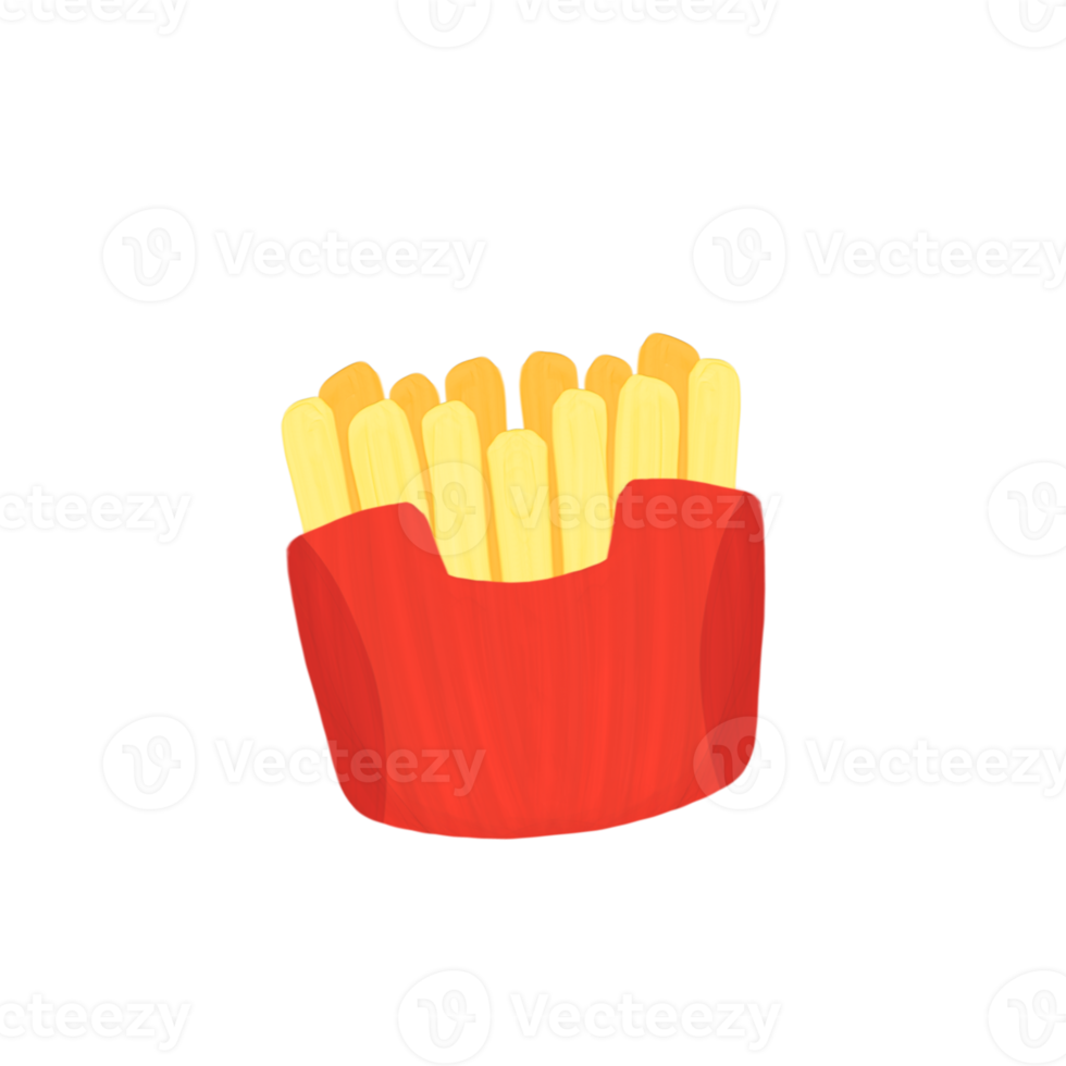 Cute french fries fast food stationary sticker oil painting png