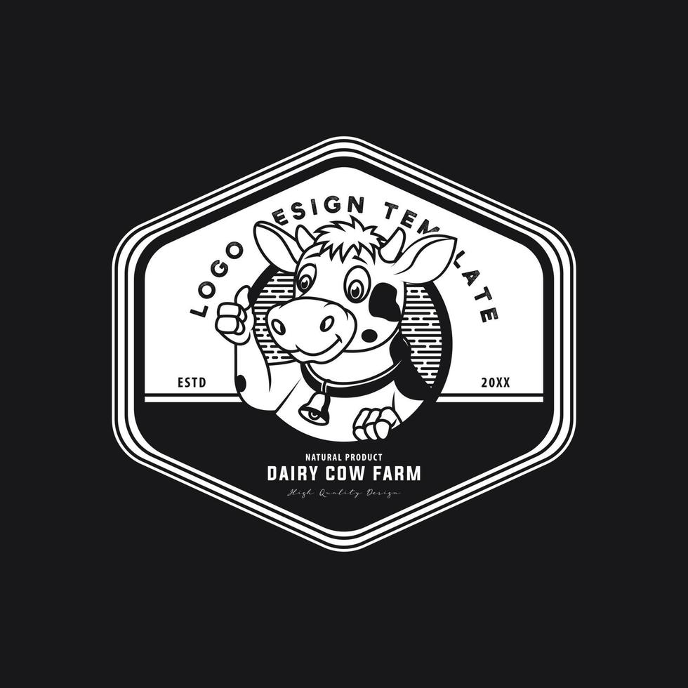 cow animal character cattle farm logo template. vector