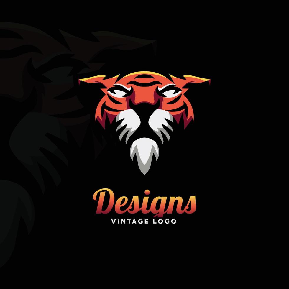 Tiger head logo design template. vector