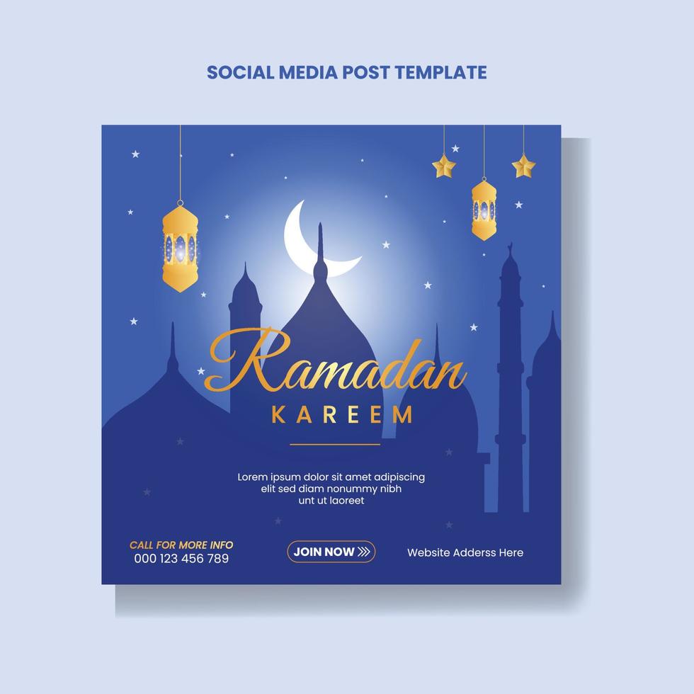 Ramadan Social Media Post design. A good template for advertising on social media.background, and web banner free vector