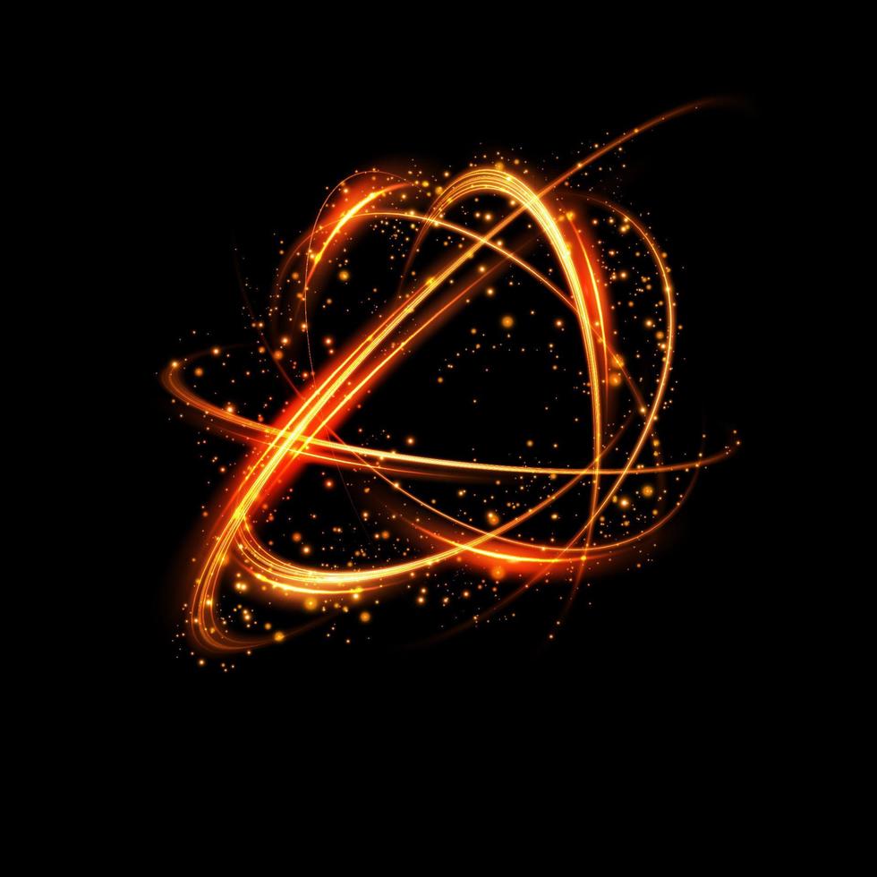Abstract Golden beautiful light background. Magic sparks on a dark background. Mystical speed stripes, glitter effect. Shine of cosmic rays. Neon lines of speed and fast wind. Glow effect vector