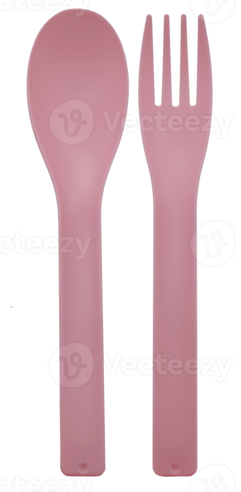 Pink spoon and  fork on transparent background png file