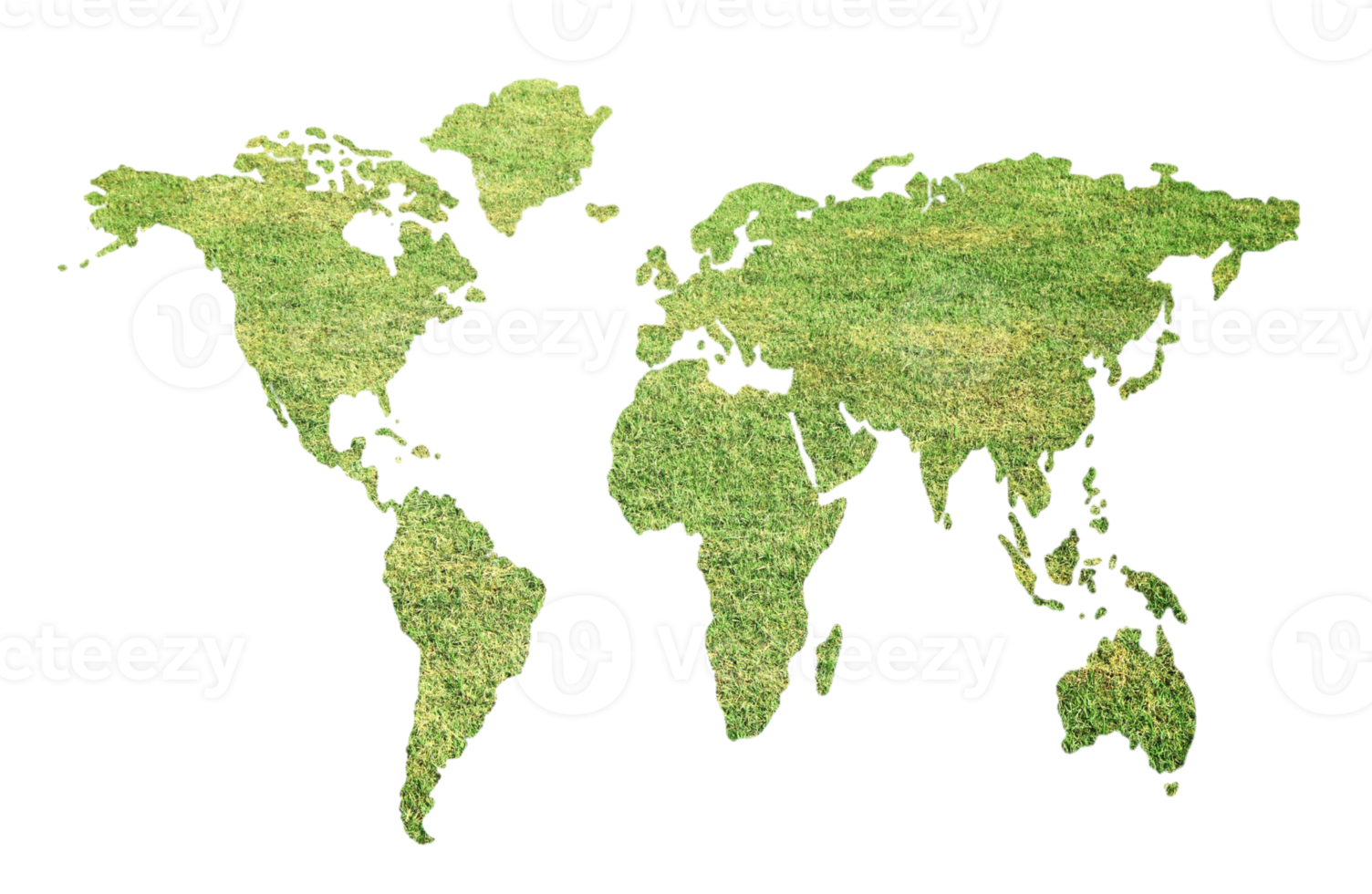 Green Global map on transparent background - PNG File