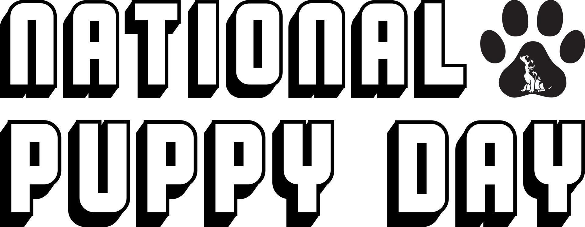 National Puppy Day. dog paw silhouette, vector template for banner
