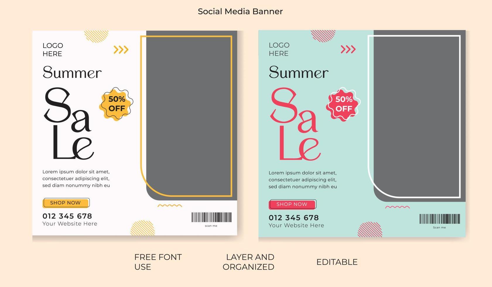 Summer Sale Social media Banner Template vector .
