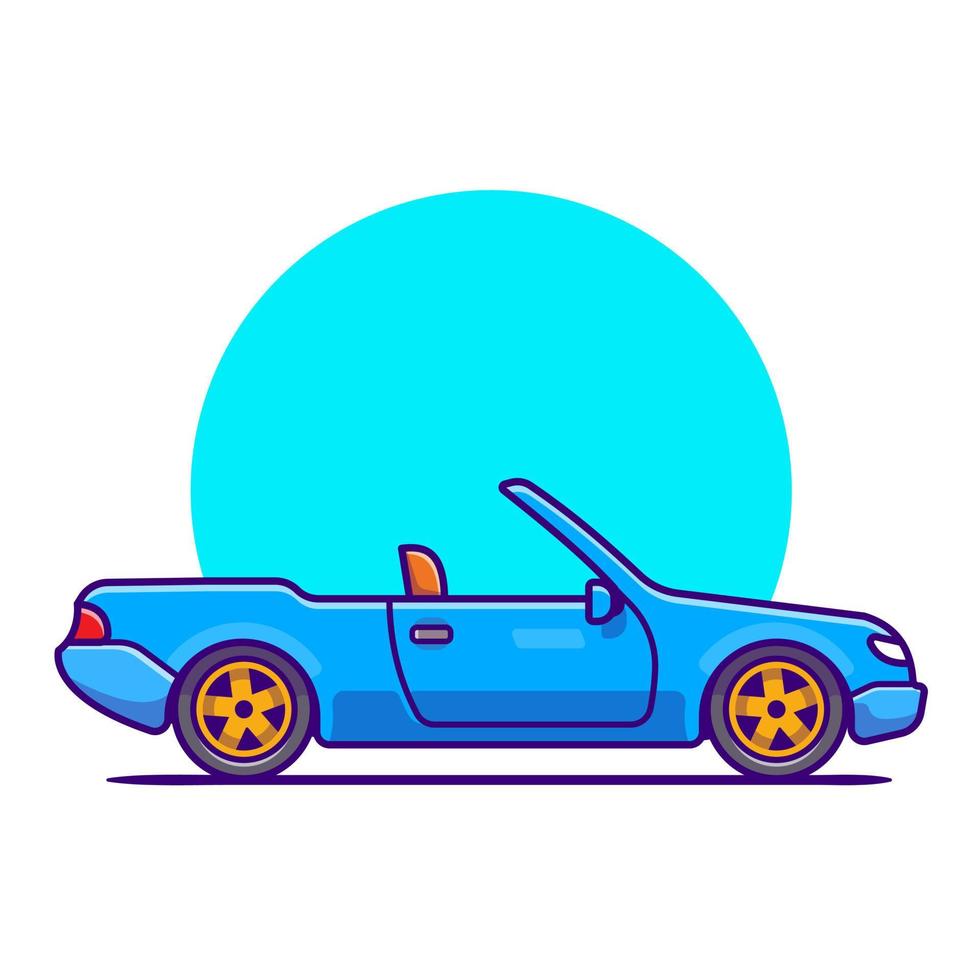 Cabriolet Car Cartoon Vector Icon Illustration. Vehicle Transportation Icon Concept Isolated Premium Vector. Flat Cartoon Style