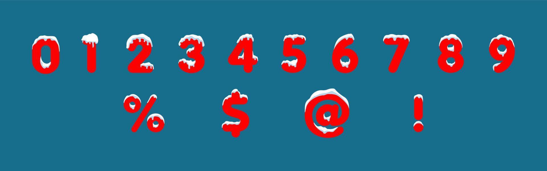 Blue snowy numbers, winter font. vector illustration.