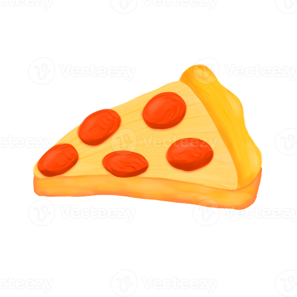 Cute pizza fast food stationary sticker oil painting png