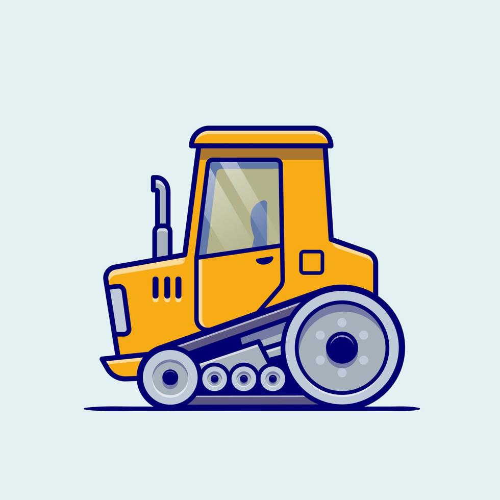 Tractor Vehicle Cartoon Vector Icon Illustration. Building Transportation Icon Concept Isolated Premium Vector. Flat Cartoon Style