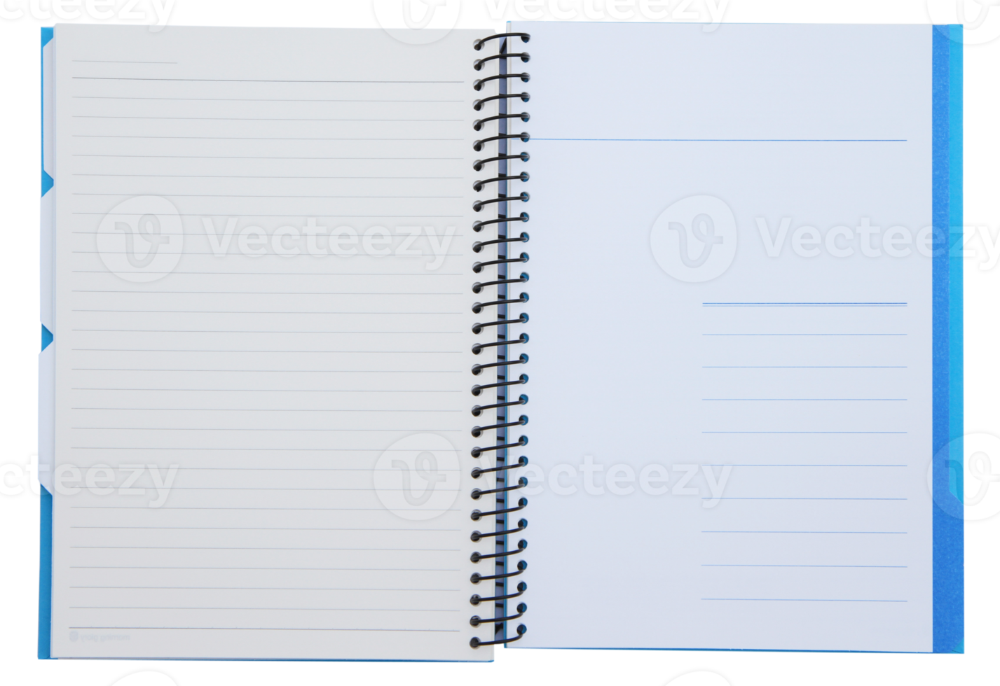 Spiral notebook opened with index on transparent background - PNG File