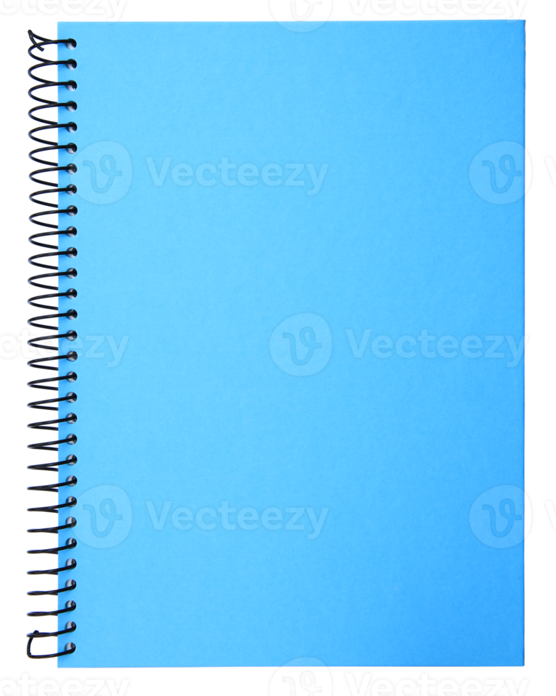 Blue spiral notebook on transparent background - PNG File