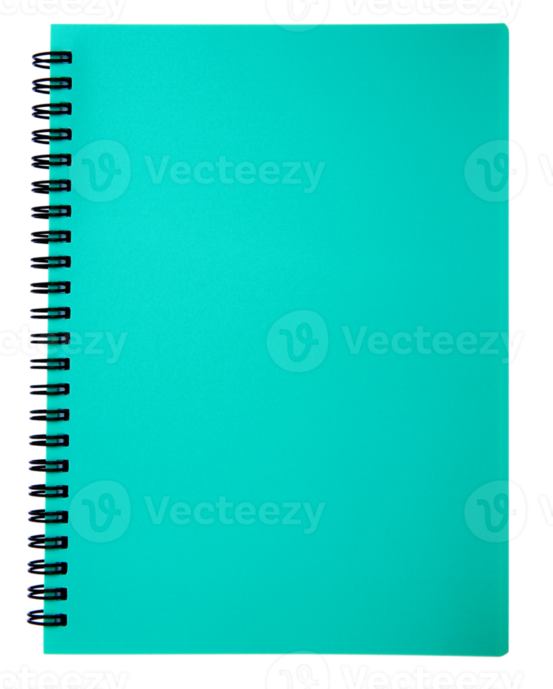 Green spiral notebook on transparent background png