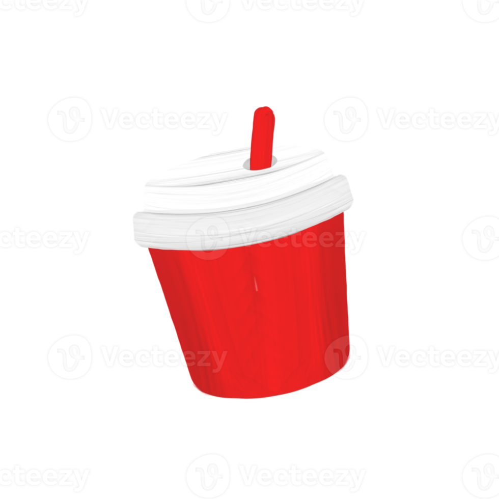 Cute soft drink cup fast food stationary sticker oil painting png