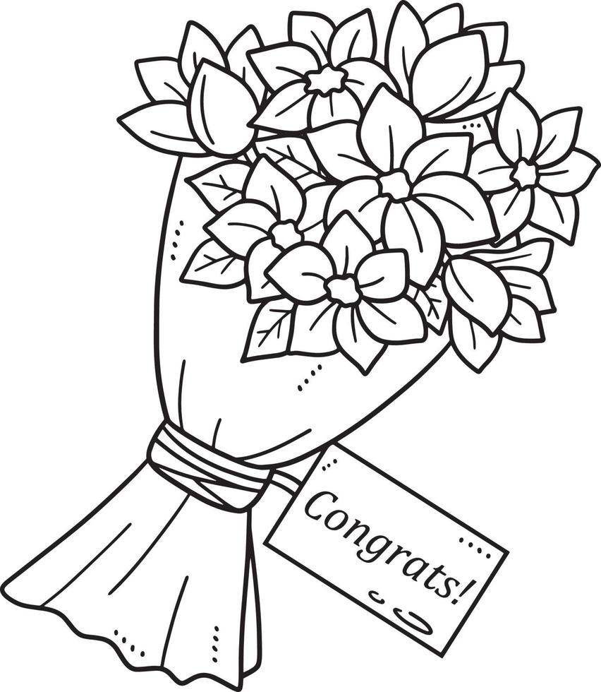 Flower Bouquet Isolated Coloring Page for Kids vector