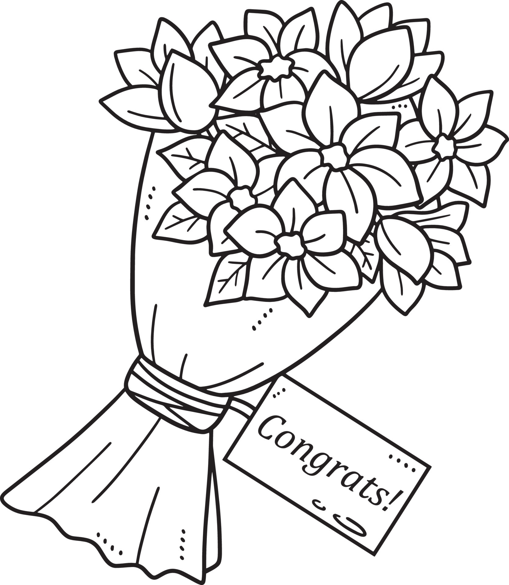 Flower Bouquet Isolated Coloring Page for Kids