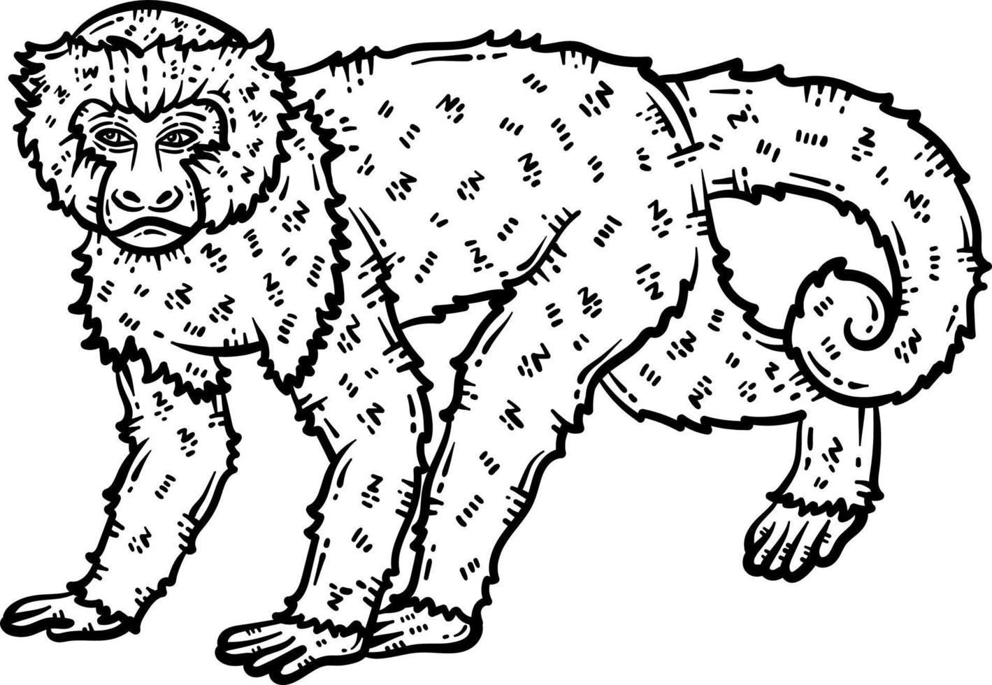 Monkey Animal Coloring Page for Adult vector